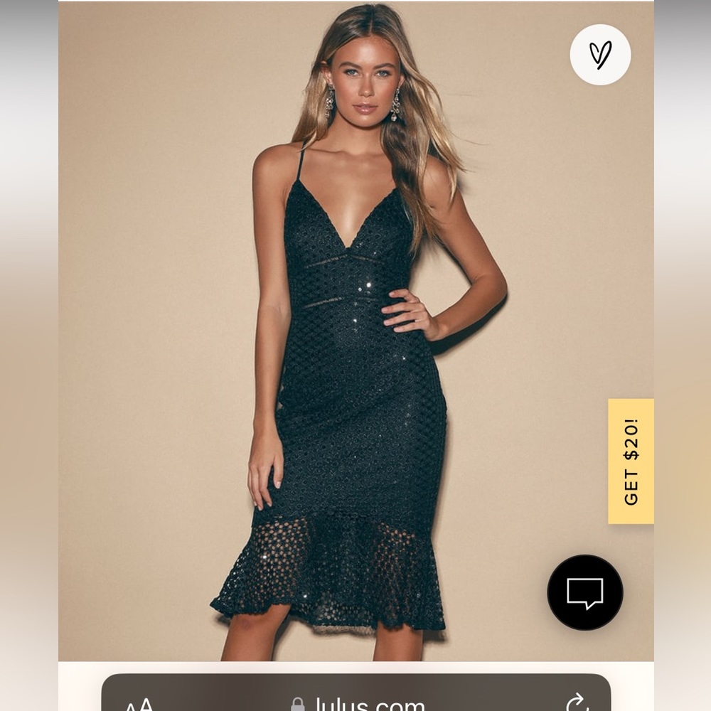 Black Crotchet Knit Sequin Midi Dress from Lulus